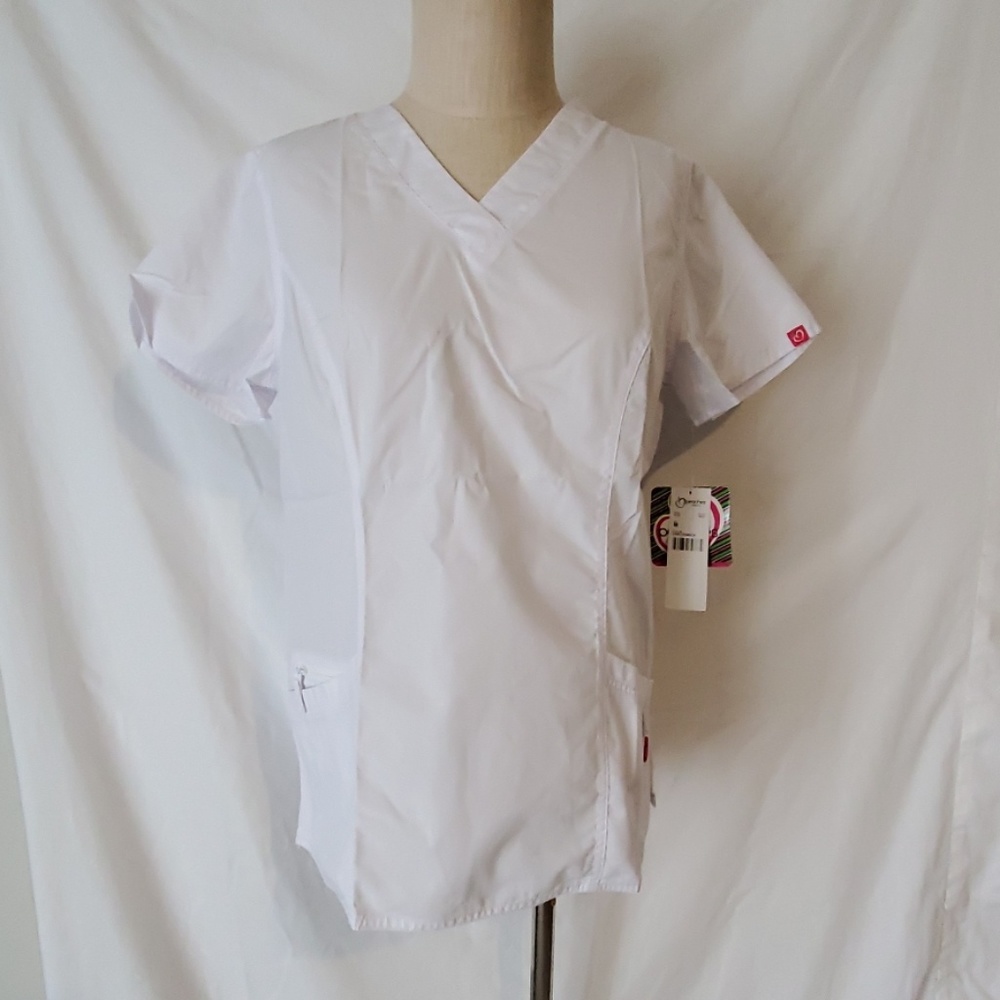 Peaches Paige Scrub Top 4178 White